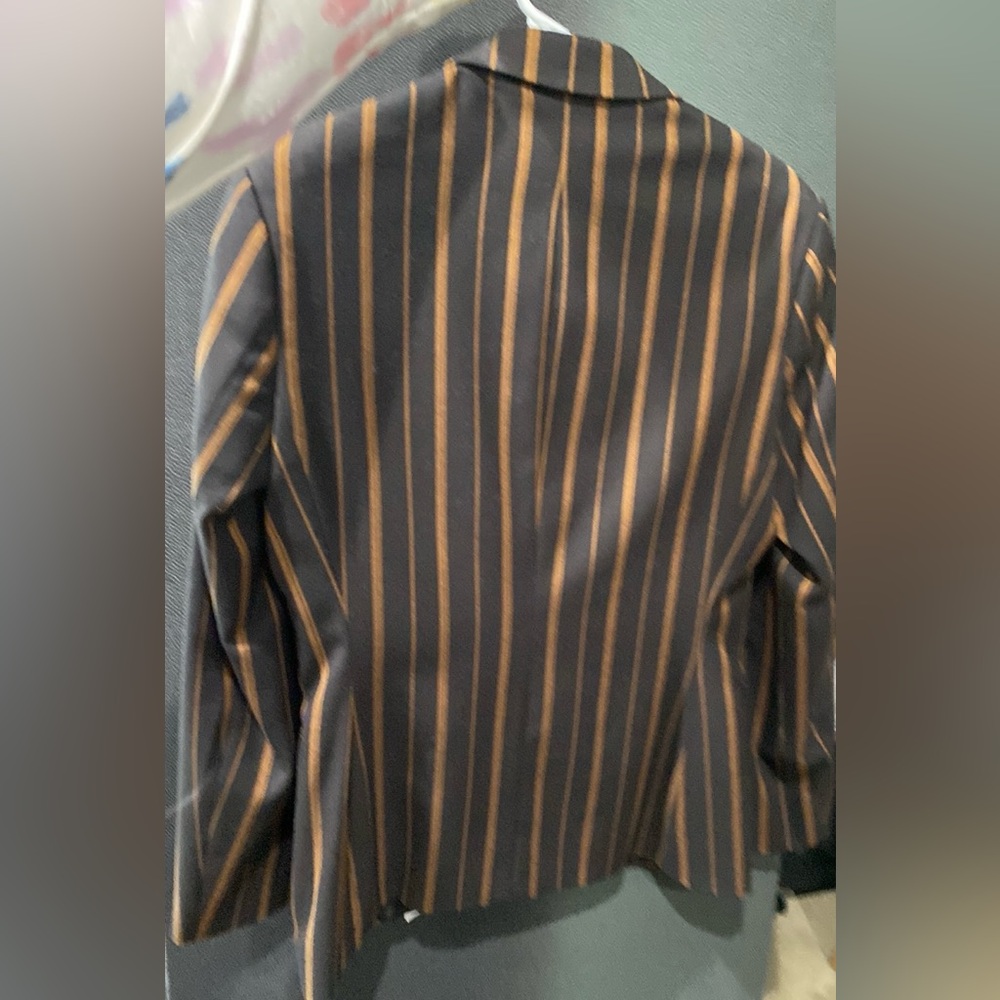 ASOS DESIGN skinny suit jacket in tobbaco stripe - Picture 8 of 9